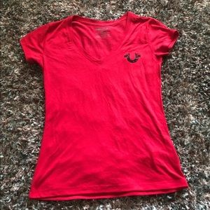 XS Red True Religion V-Neck T-Shirt